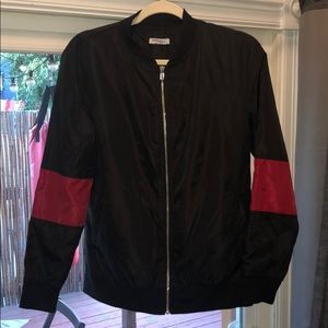 Black and red bomber jacket